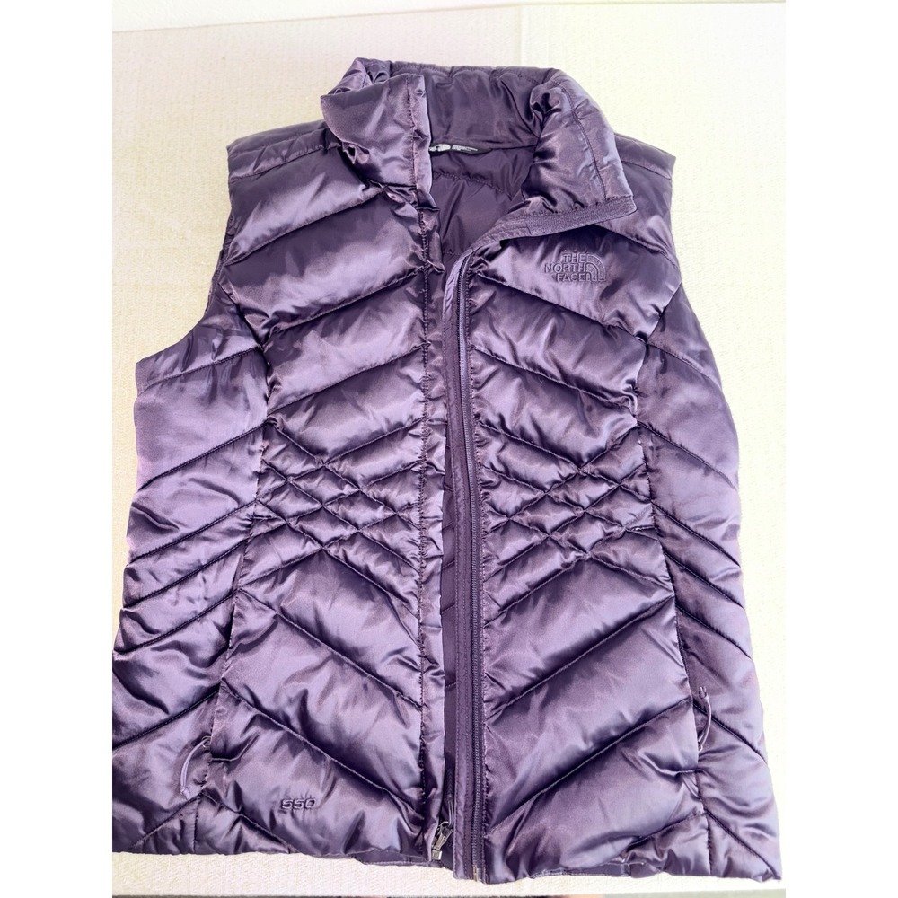 The North Face Puffer Vest‎ Small Purple Excellent 550 Down Quilted Full Zip